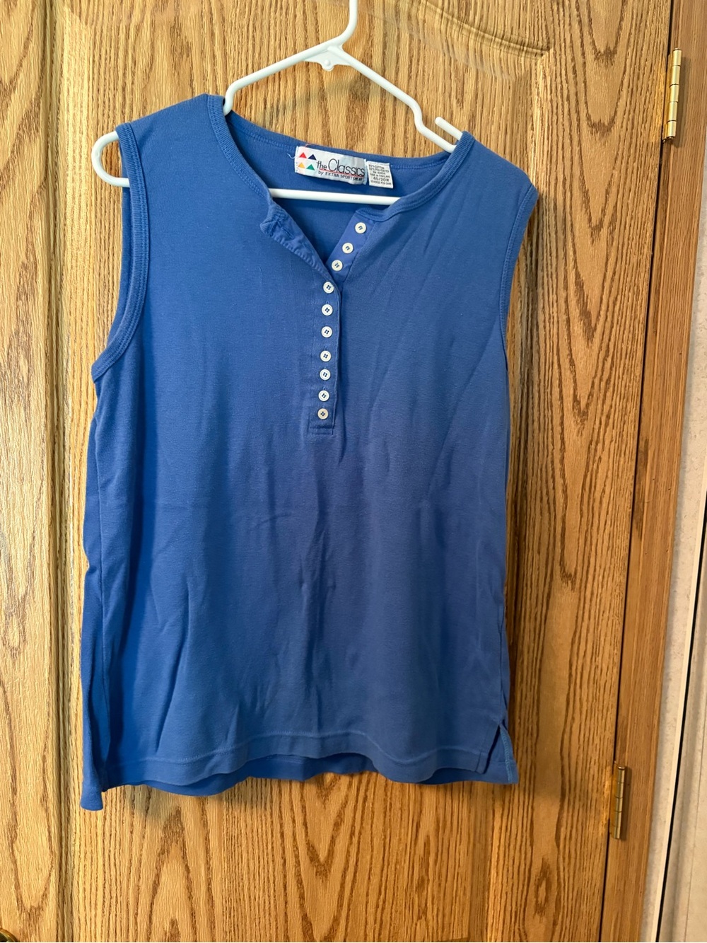 The Classic Blue Sleeveless Henley Tank Top